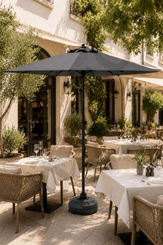 Alubrella Antrasit Kare Güneş Şemsiyesi, 210x210 / 8 Telli, BİDONLU