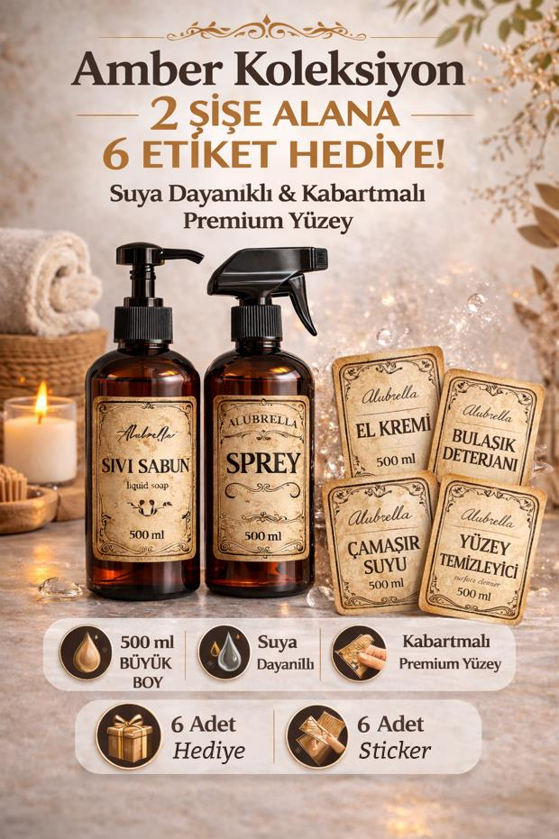 Plastik Fısfıs ve Pompalı Şişe ile Etiket Seti