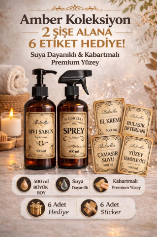 Plastik Fısfıs ve Pompalı Şişe ile Etiket Seti