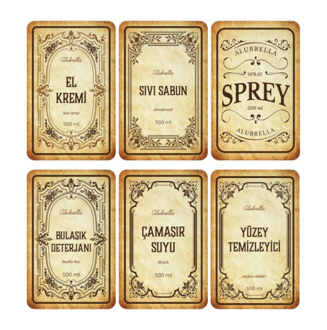 Plastik Fısfıs ve Pompalı Şişe ile Etiket Seti