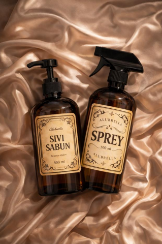 Plastik Fısfıs ve Pompalı Şişe ile Etiket Seti