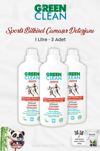 3 Adet Green Clean Sports Bitkisel Çamaşır Deterjanı 1 lt ve ROSIE