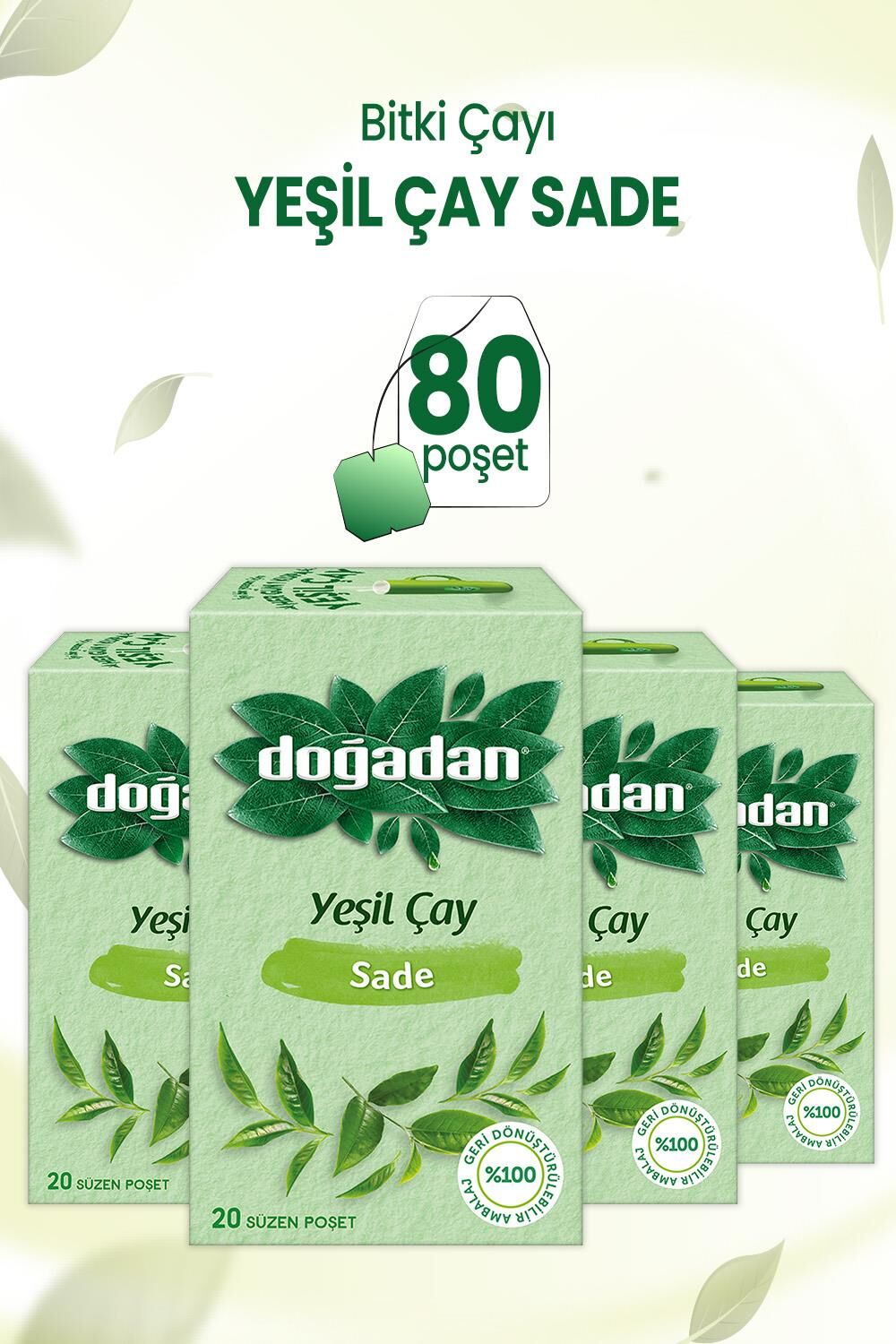 Doğadan Yeşil Çay Limonlu 20'li x 4 Adet