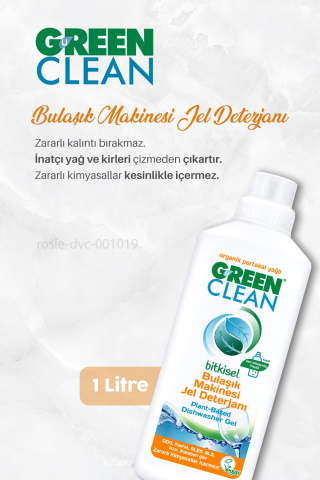 3 Adet Green Clean Bitkisel Bulaşık Makinesi Jel Deterjanı Portakal Yağlı 1 lt ve ROSIE