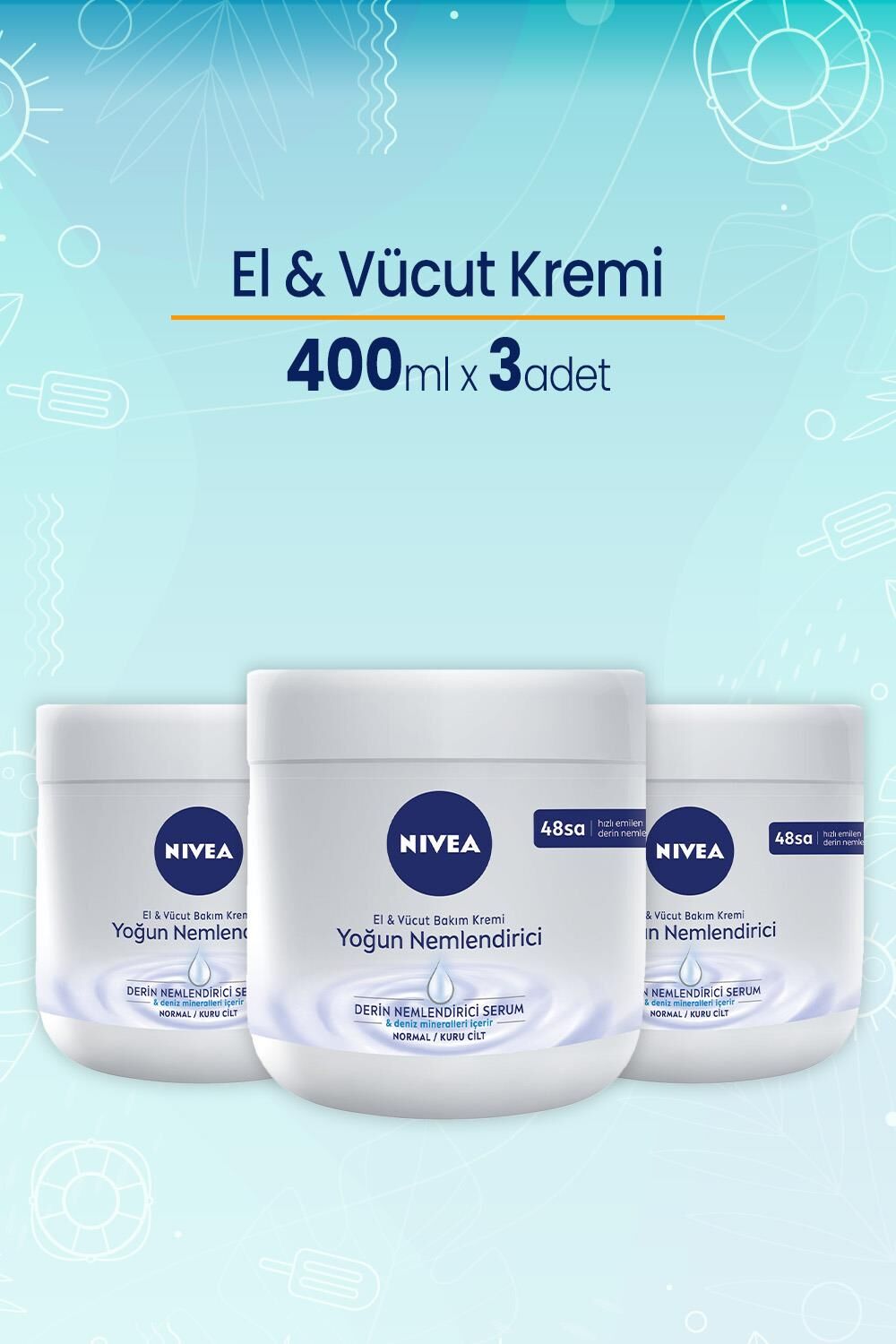 Nivea El ve Vücut Yoğun Nemlendirici Bakım Kremi 400 ml x 3 Adet