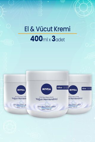 Nivea El ve Vücut Yoğun Nemlendirici Bakım Kremi 400 ml x 3 Adet