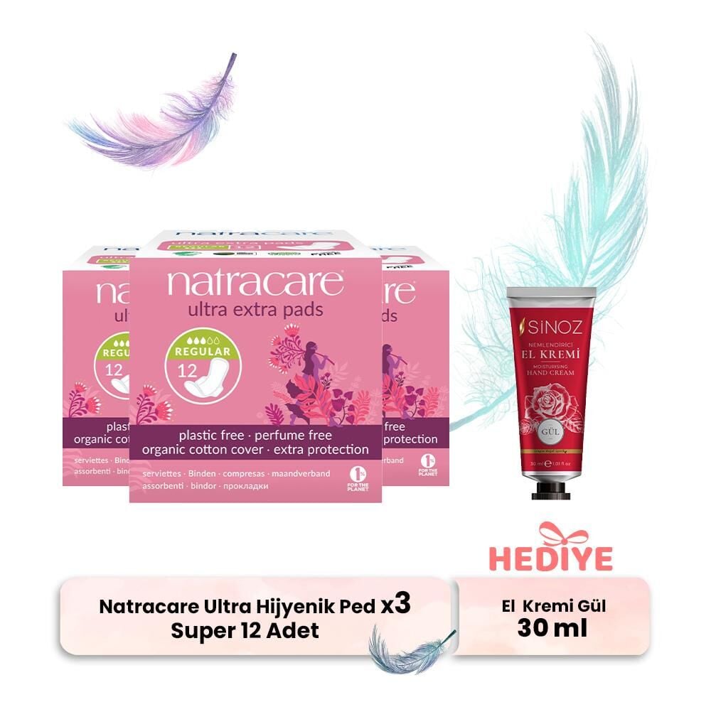 Natracare Ultra Hijyenik Ped Super 12'li x 3 ve El Kremi Hediyeli