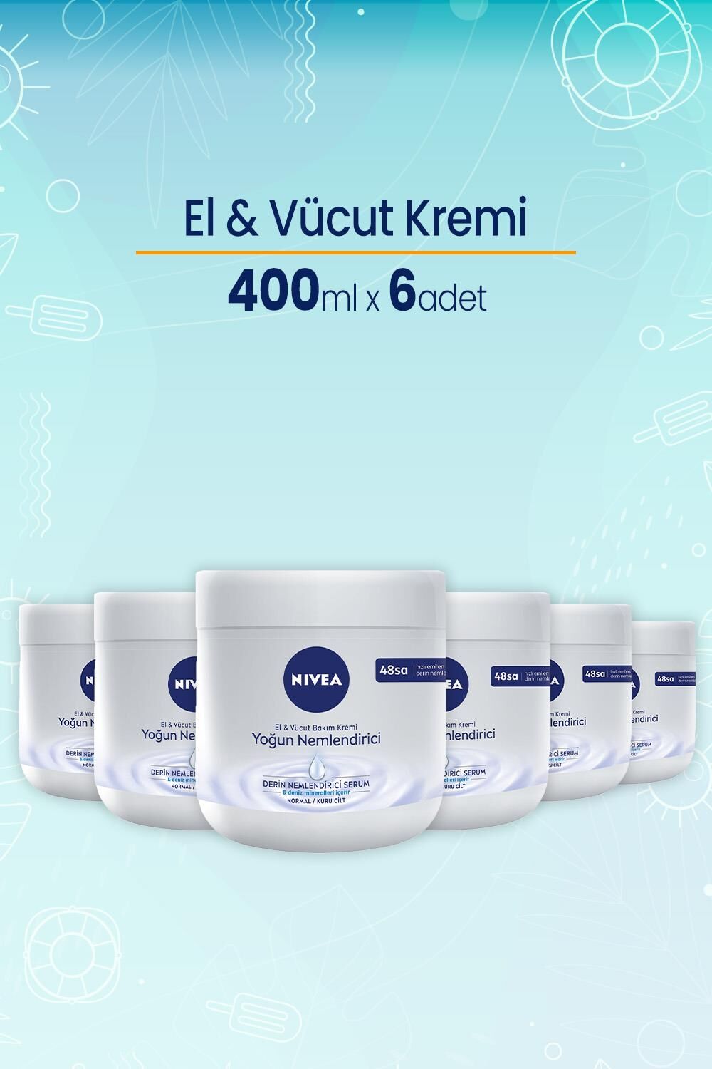 Nivea El ve Vücut Yoğun Nemlendirici Bakım Kremi 400 ml x 6 Adet