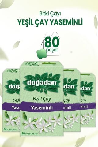 Doğadan Yeşil Çay Yaseminli 20'li Poşet x 4 Adet