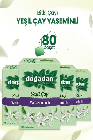 Doğadan Yeşil Çay Yaseminli 20'li Poşet x 4 Adet