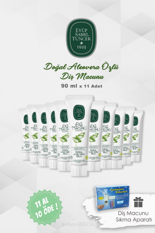 11 AL 10 ÖDE Eyüp Sabri Tuncer Diş Macunu Aloe Vera Özlü 90 ml Diş Macunu Sıkma Aparatı Hediye