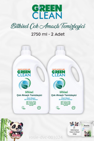 2 Adet Green Clean Bitkisel Çok Amaçlı Temizleyici Portakal Yağlı 2750 ml ve ROSIE