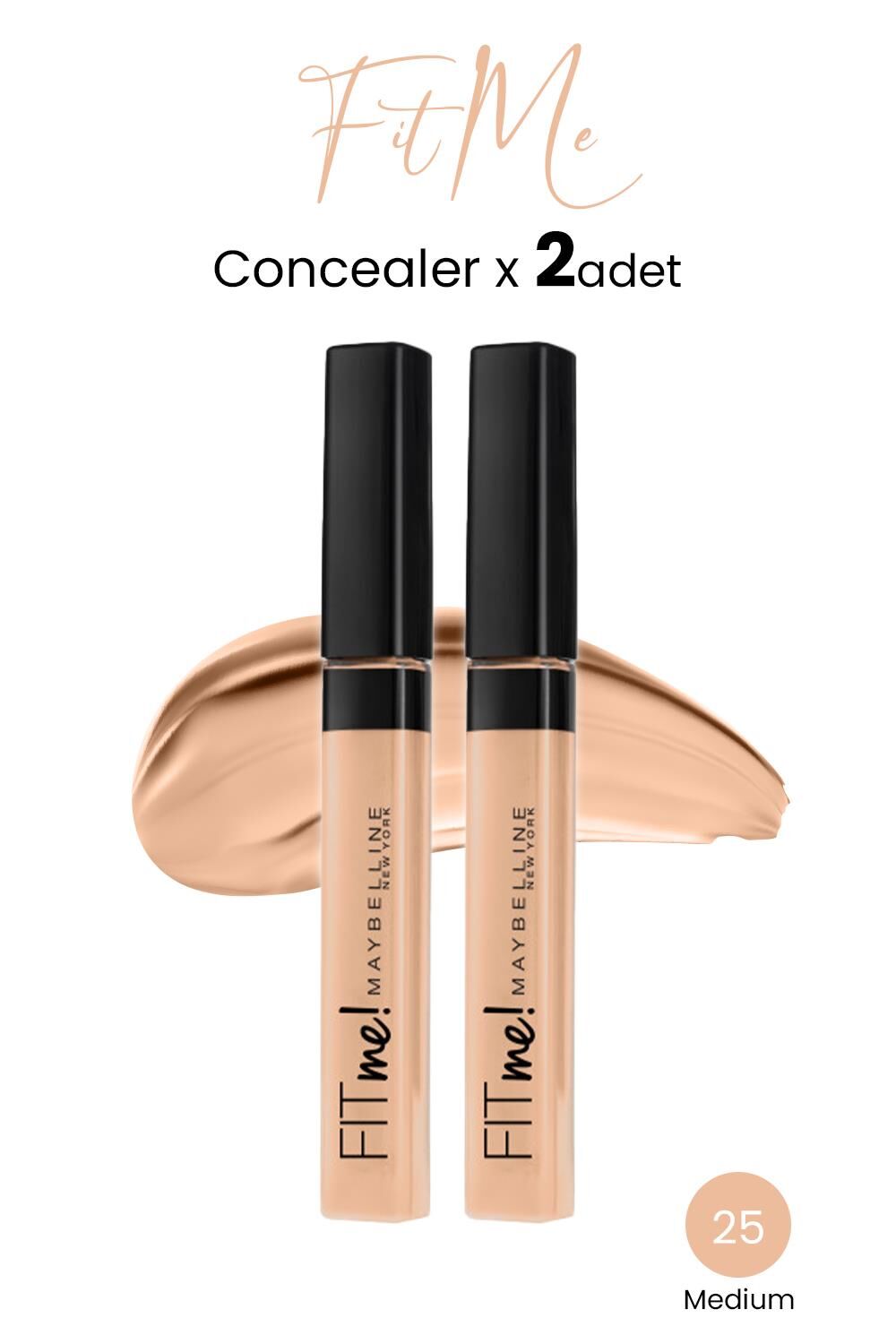 Maybelline New York Fit Me Concealer 25 Medium x 2 adet