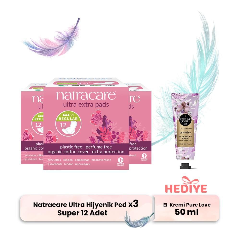 Natracare Ultra Hijyenik Ped Super 12'li x 3 ve El Kremi Hediyeli