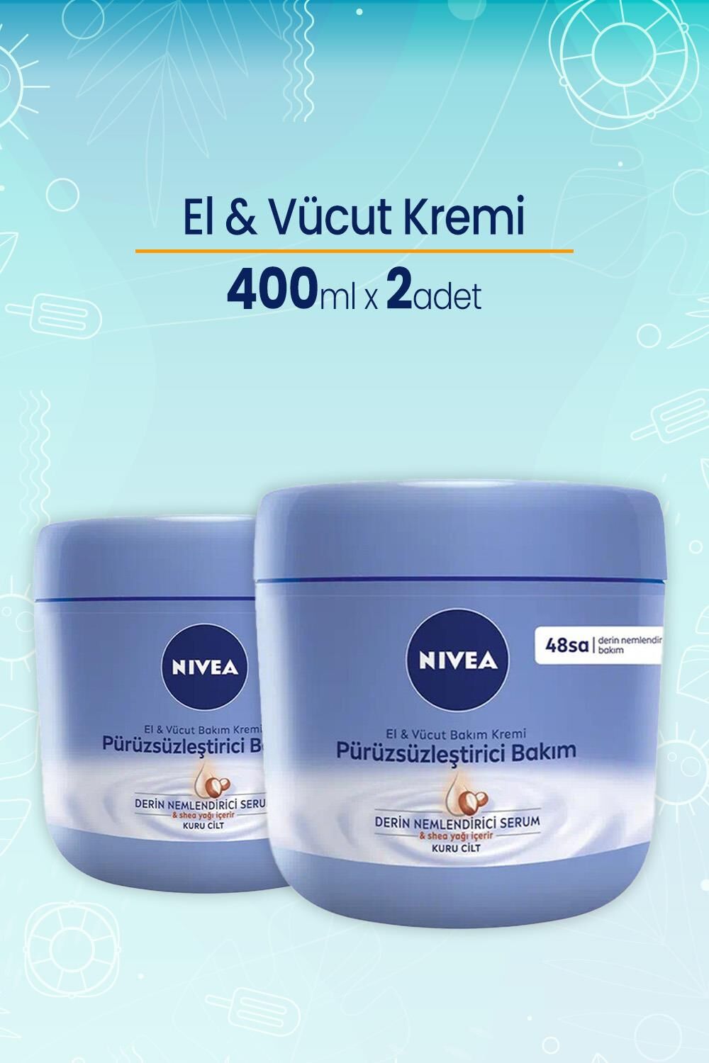 Nivea El ve Vücut Pürüzsüzleştirici Bakım Kremi 400 ml x 2 Adet