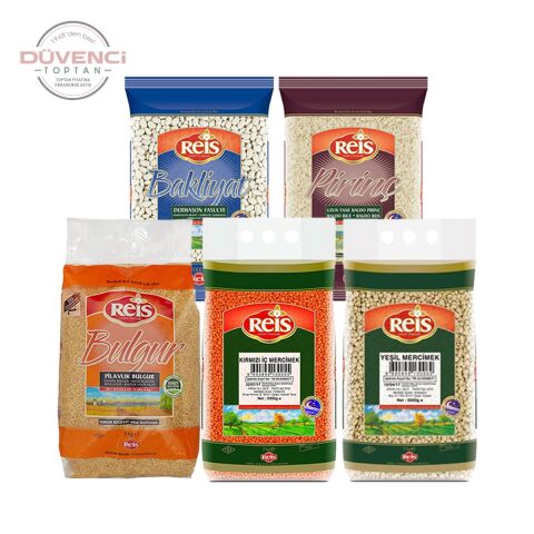 Reis Baldo Pirinç, Fasulye, Kırmızı ve Yeşil Mercimek, Bulgur 5 Kg