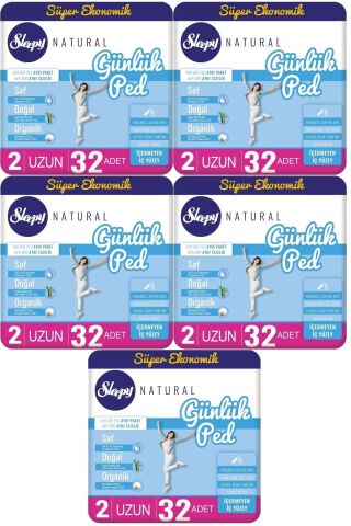 Sleepy Natural Günlük Ped Uzun 32'li X 5 (160 Adet)