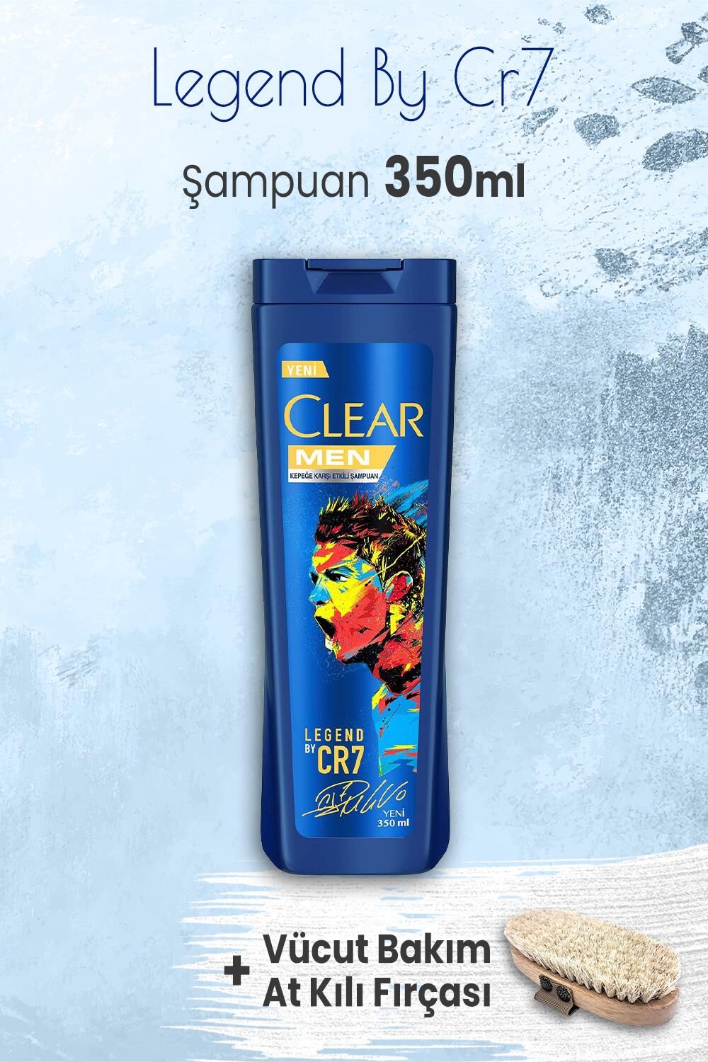 Clear Men Legend By Cristiano Ronaldo 350 ml ve Vücut Bakım At Kılı Fırçası