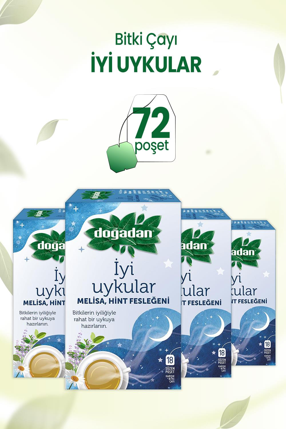 Doğadan İyi Uykular Çayı Melisa ve Hint Fesleğeni 18' li x 4 Adet