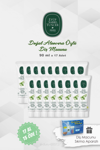 Eyüp Sabri Tuncer 17 AL 15 ÖDE Diş Macunu Aloe Vera Özlü 90 ml ve Diş Macunu Sıkma Aparatı
