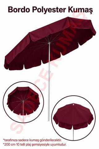 Bordo Polyester Kumaş, 200 cm / 10 telli (plaj şemsiyesi uyumlu)