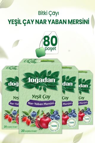 Doğadan Yeşil Çay Nar Yaban Mersini 20'li Paket x 4 Adet