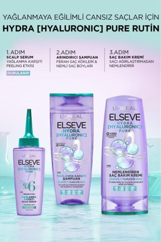 Elseve Hydra Pure Salisilik Asit içeren Yağlanma Karşıtı Nemlendirici Şampuan + Saç Derisi Serum Seti