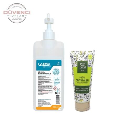 Eyüp Sabri Tuncer Doğal Zeytinyağlı El & Vücut Kremi 215 ml ve Dezenfektan 1 Lt