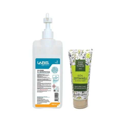 Eyüp Sabri Tuncer Doğal Zeytinyağlı El & Vücut Kremi 215 ml ve Dezenfektan 1 Lt