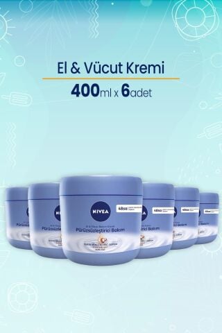 Nivea El ve Vücut Pürüzsüzleştirici Bakım Kremi 400 ml x 6 Adet