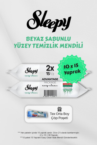 150 Adet Beyaz Sabunlu Havlu, Çöp Torbası Hediyeli