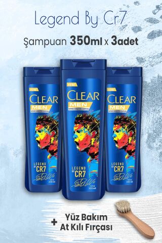 Clear Men Legend By Cristiano Ronaldo 350 ml x 3 Adet ve Yüz Bakım At Kılı Fırçası