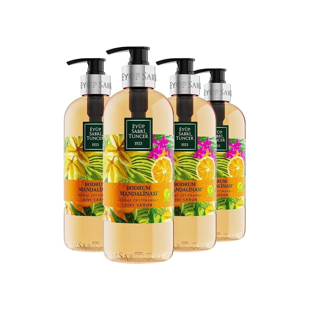 Eyüp Sabri Tuncer Bodrum Mandalinası Doğal Zeytinyağlı Sıvı Sabun 500 ml x 4