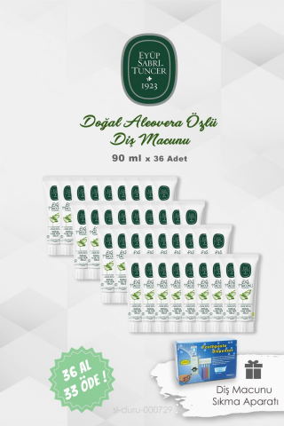 Eyüp Sabri Tuncer Diş Macunu 36 AL 33 ÖDE Aloe Vera Özlü 90 ml ve Diş Macunu Sıkma Aparatı