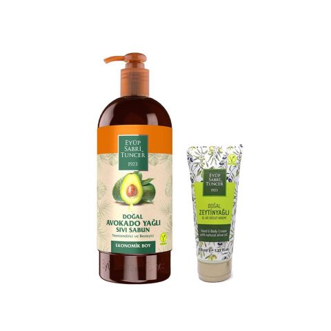 Eyüp Sabri Tuncer Doğal Avokado Yağlı Sıvı Sabun 750 ml + Zeytinyağlı El & Vücut Kremi 215 ml