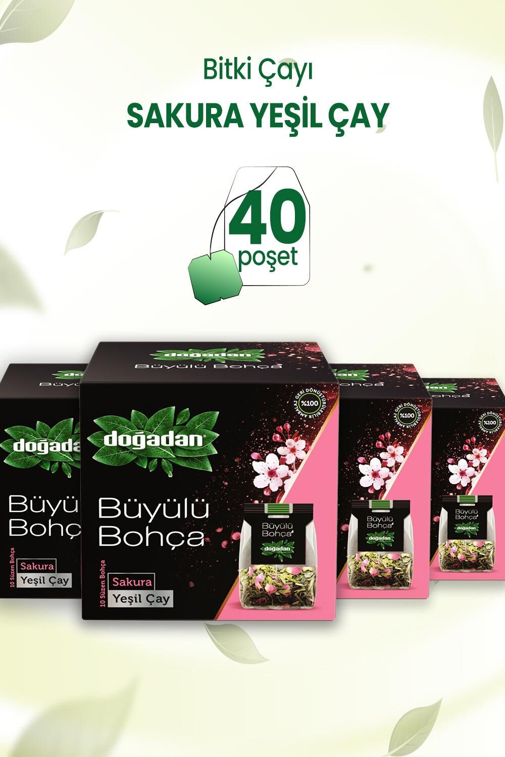Doğadan Büyülü Bohça Sakura Yeşil Çay 10'lu 12 G x 4 Adet