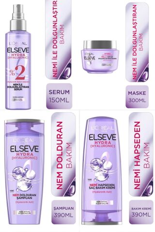 Elseve Hydra Hyaluronik Saç Bakım Seti
