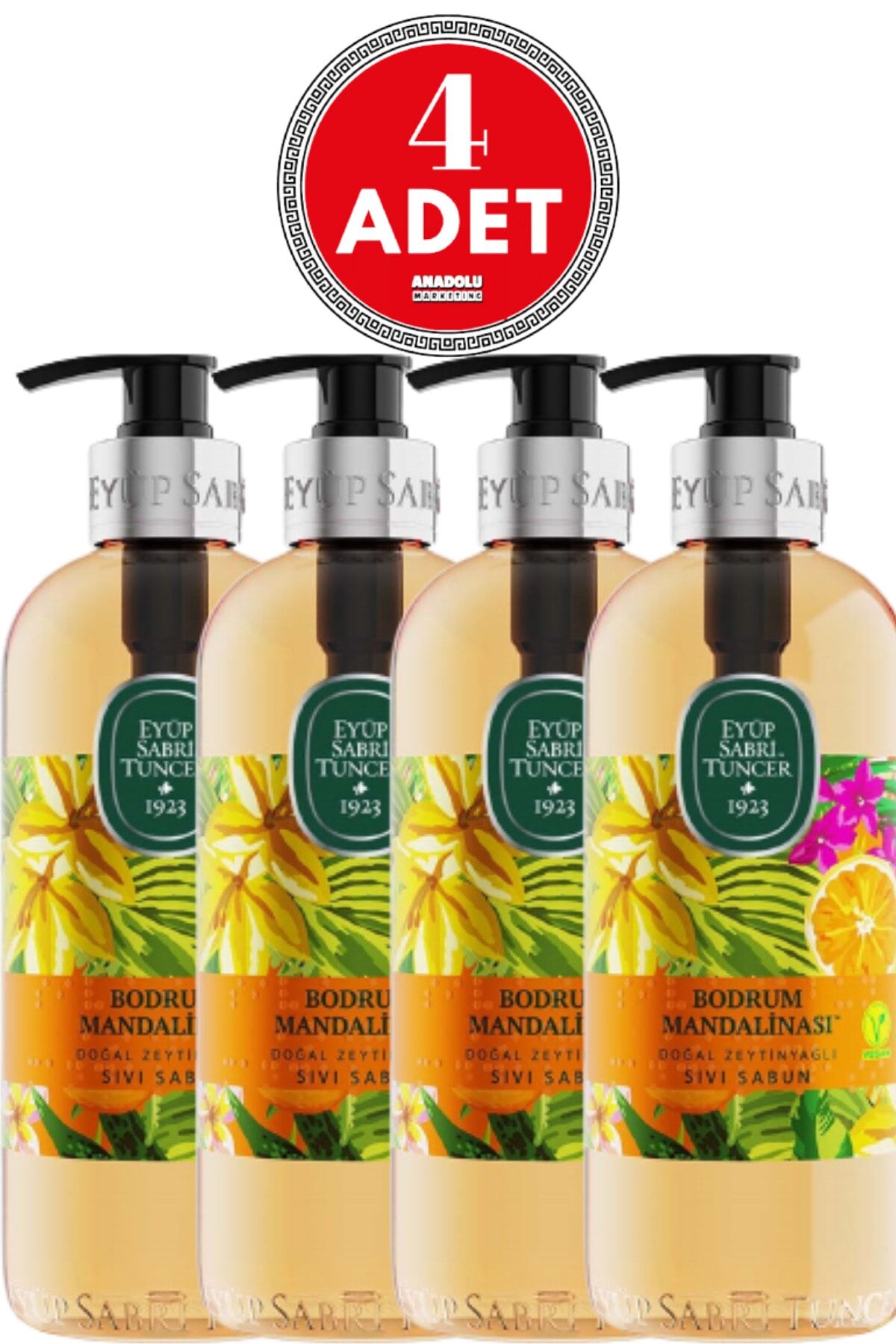 Eyüp Sabri Tuncer Bodrum Mandalinası Doğal Zeytinyağlı Sıvı Sabun 500 ml x 4 Adet