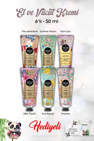 50 ml El Kremi 6'lı Silky Touch, Pure Love, Summer Dream, The Adventure, Empress, Soul Beauty ve Rosie