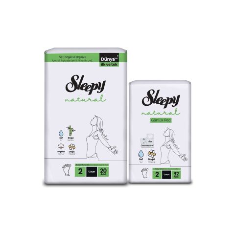 Sleepy Natural Ultra Hassas Hijyenik Ped Uzun 20'Li + Günlük Ped Normal 32'Li