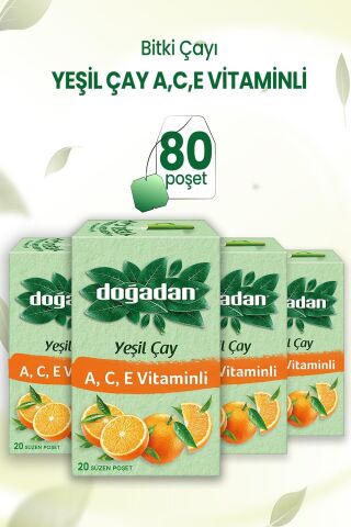 Doğadan Yeşil Çay A,C,E Vitaminli 20 'Li x 4 Adet