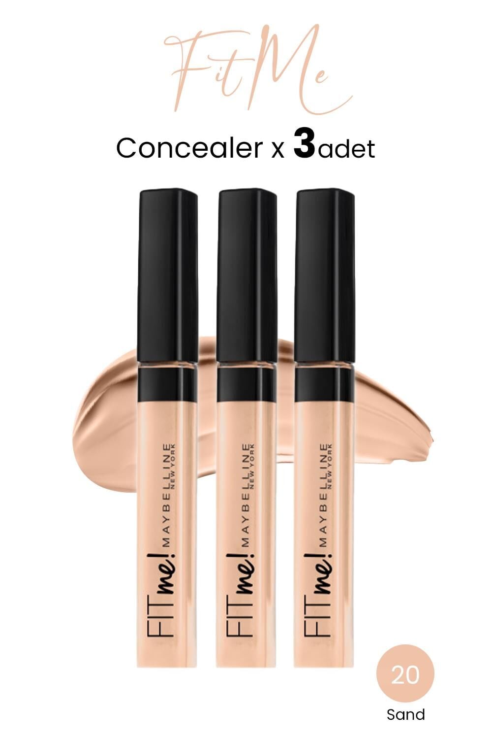 Maybelline New York Fit Me Concealer 20 Sand x 3 adet