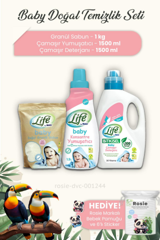 Life By Fakir 3'lü Baby Doğal Temizlik Seti ve Bebek Pamuğu ROSIE