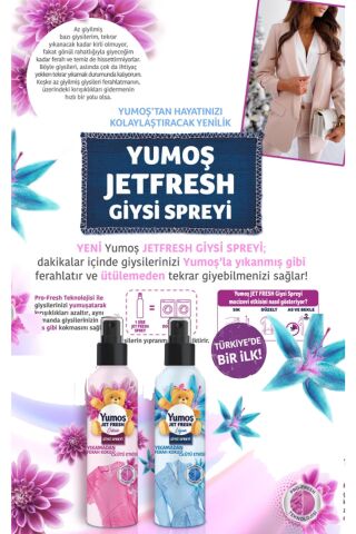 Yumoş Jet Fresh Ütü Etkisi Giysi Spreyi Lilyum 200 ml x 3 ve Orkide 200 ml x 3