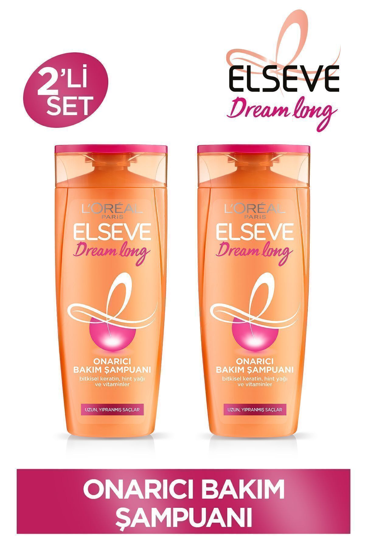 Elseve Dream Long Onarıcı Bakım Şampuanı 390ml 2'li Set