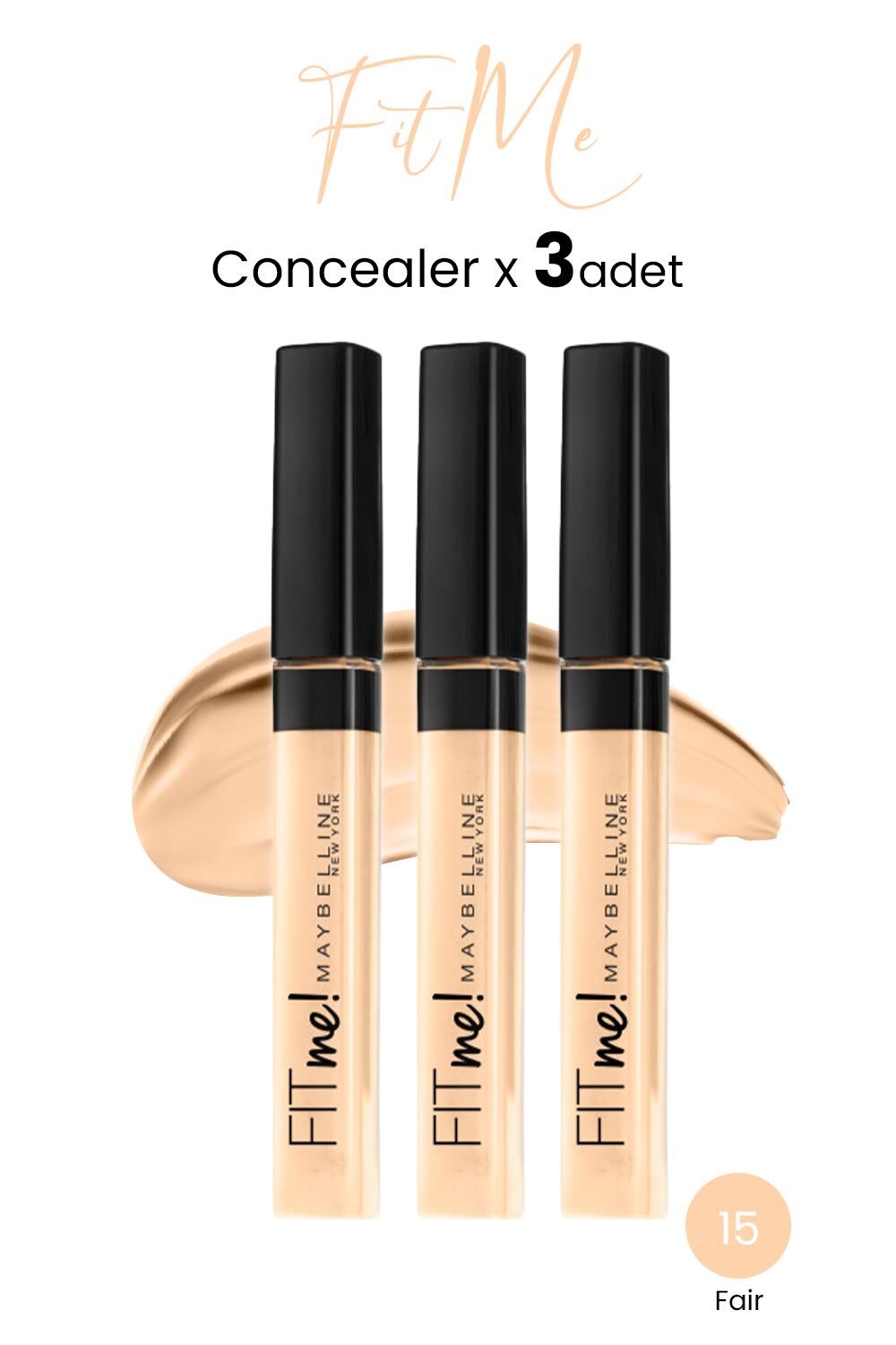 Maybelline New York Fit Me Concealer 15 Fair x 3 adet