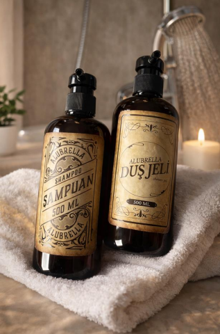 Pompalı Plastik Şişe Ve Banyo Temalı Etiket Seti