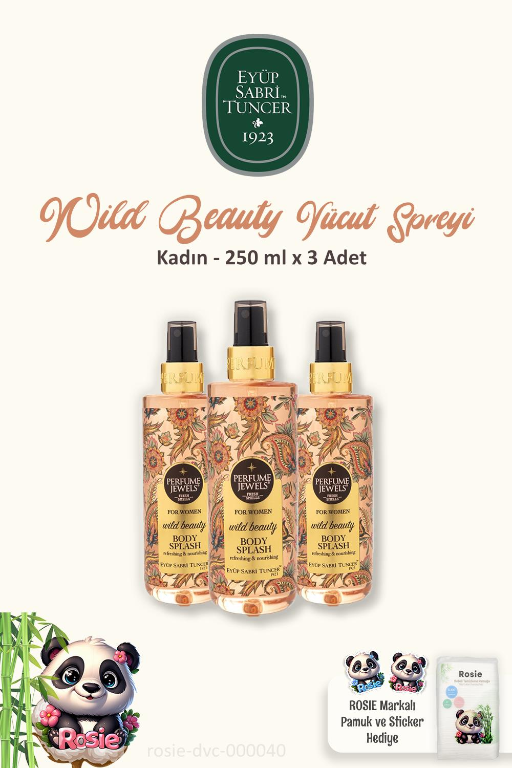 Eyüp Sabri Tuncer 3 Adet Pj Body Splash Wild Beauty 250 ml ve ROSIE Pamuk 60'lı