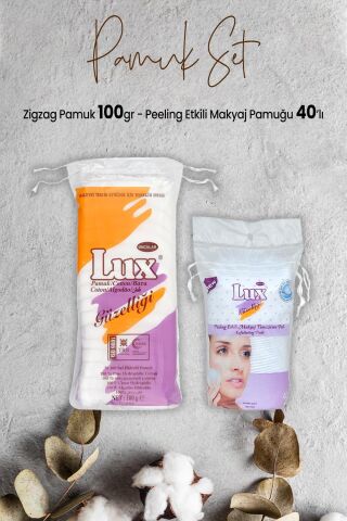 Lux Peeling Etkili Makyaj Pamuğu 40' lı ve Zigzag Pamuk 100 gr