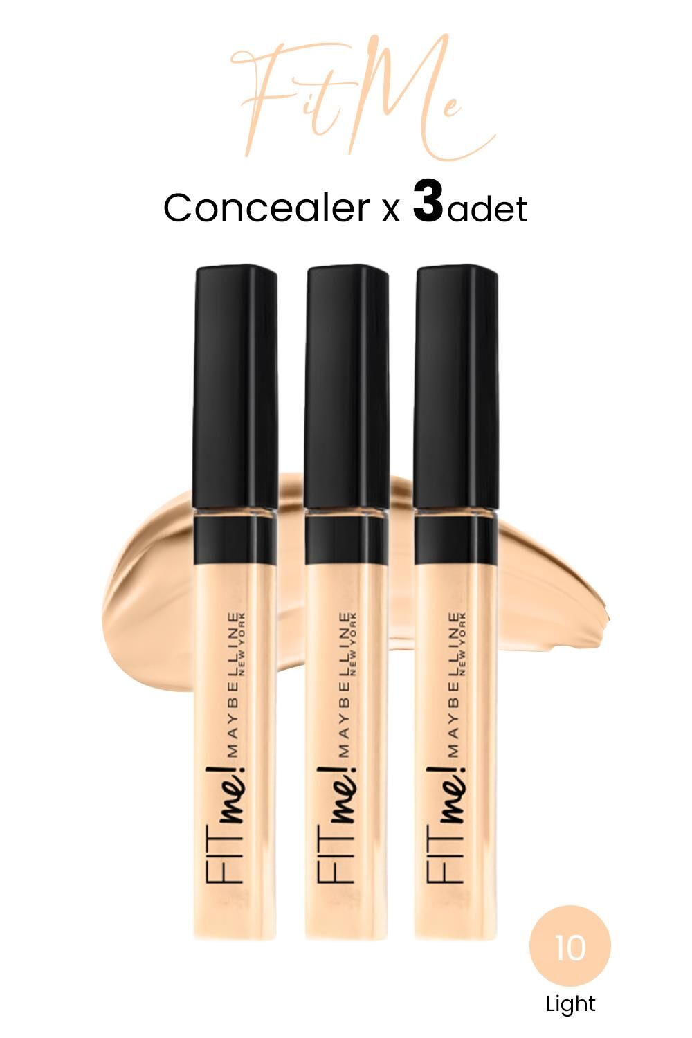 Maybelline New York Fit Me Concealer 10 Light x 3 adet